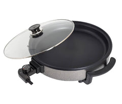 Oală Electrică Pizza Grill 36 cm, 1500W, Termostat Reglabil, Capac din Sticlă